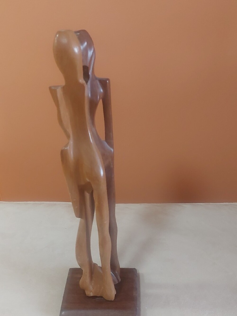 Handcrafted Brown Wooden Abstract Couple Sculpture - Home Art - Picture 2 of 12